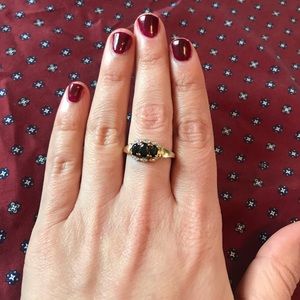 10k Gold Ring with Natural Sapphires and Diamonds